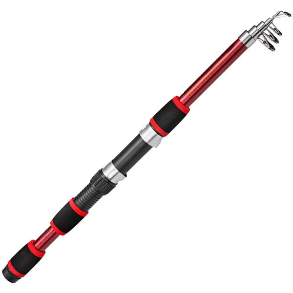 Fiskestang, Teleskopstang, 1,8 m, Bærbar fiskestang, Langdistanse fiskestang, Haspelstang, Havfiskeutstyr, Slitesterk