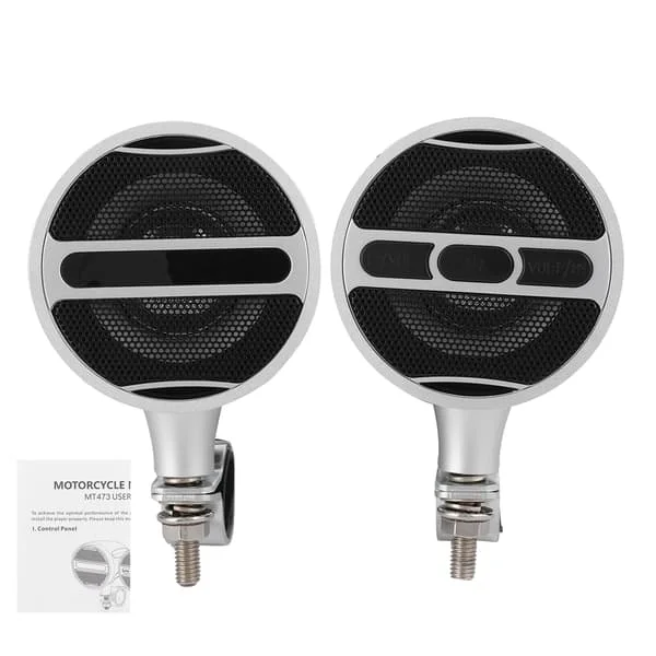 12V vedenpitävä moottoripyörän Bluetooth-kaiutin stereot MP3-musiikkisoitin FM-radio 22-30 mm ohjaustankoon