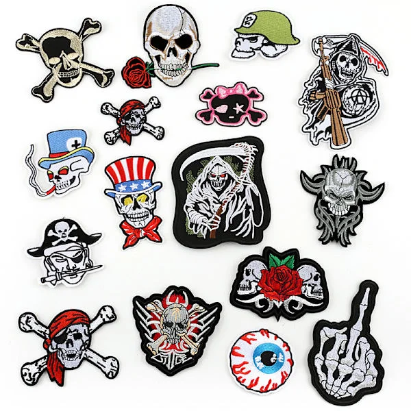 16 st Punk Stryk på Applikationer för Kläder, Broderade Heavy Metal Rockband Goth Applikationsmärken för Jackor Kläder Jackor Väskor