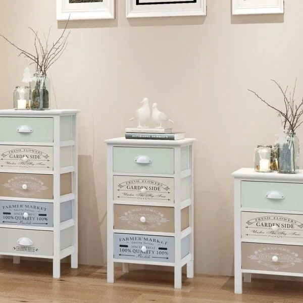 vidaXL Shabby Chic French byrå 4 lådor trä