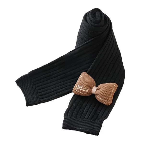Flickor Varma Kammad Bomull Mjuka Bekväma Fotlösa Tights Svart L 60cm 23.6in Längd för Höjd 105-115cm 41.3-45.3in