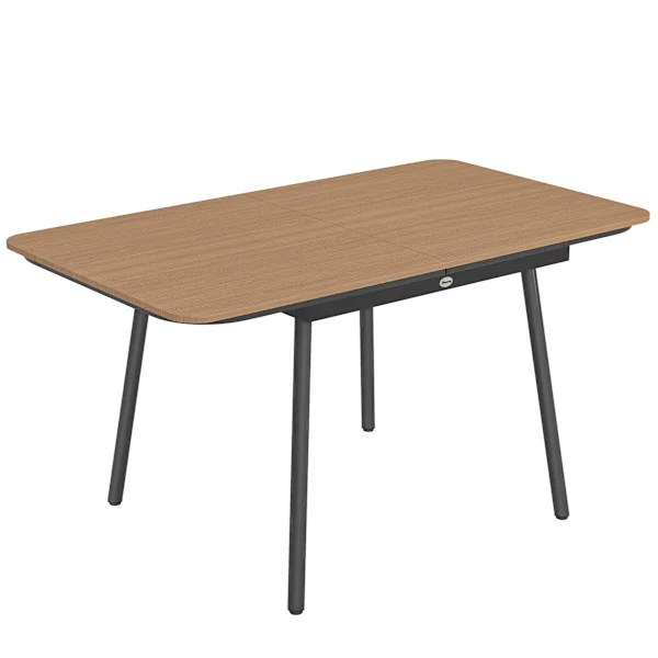 Udendørs spisebord 140x80 cm, 6 sæder, teak WPC bordplade