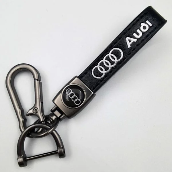 Personlig nyckelring i metall med logotyp - Nyckelring i läder för män Audi Audi Gunmetal Hardware