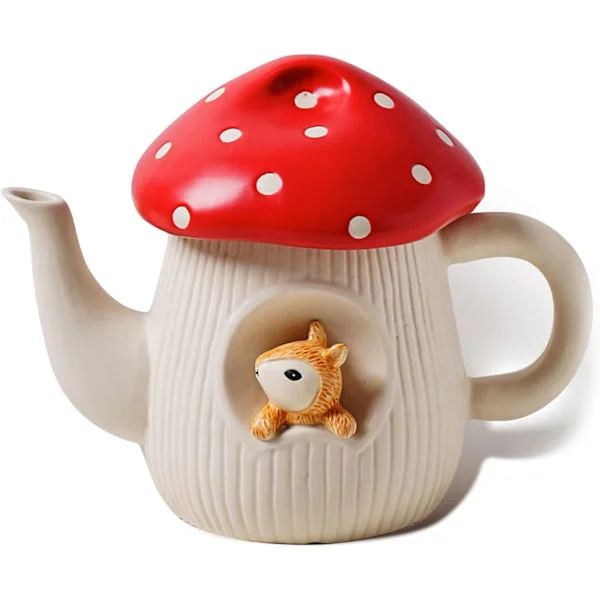 Cute Mushroom Teapot, Handmade Glaze Dotted Lid, Safe Matte Ceramic Teapot, 700ml. Best Gifts for Women & Girls Style 3
