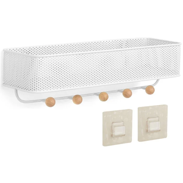 Entréorganisator, perfekt til opbevaring af nøgler, småt tilbehør, post, punge og mere, hvid finish