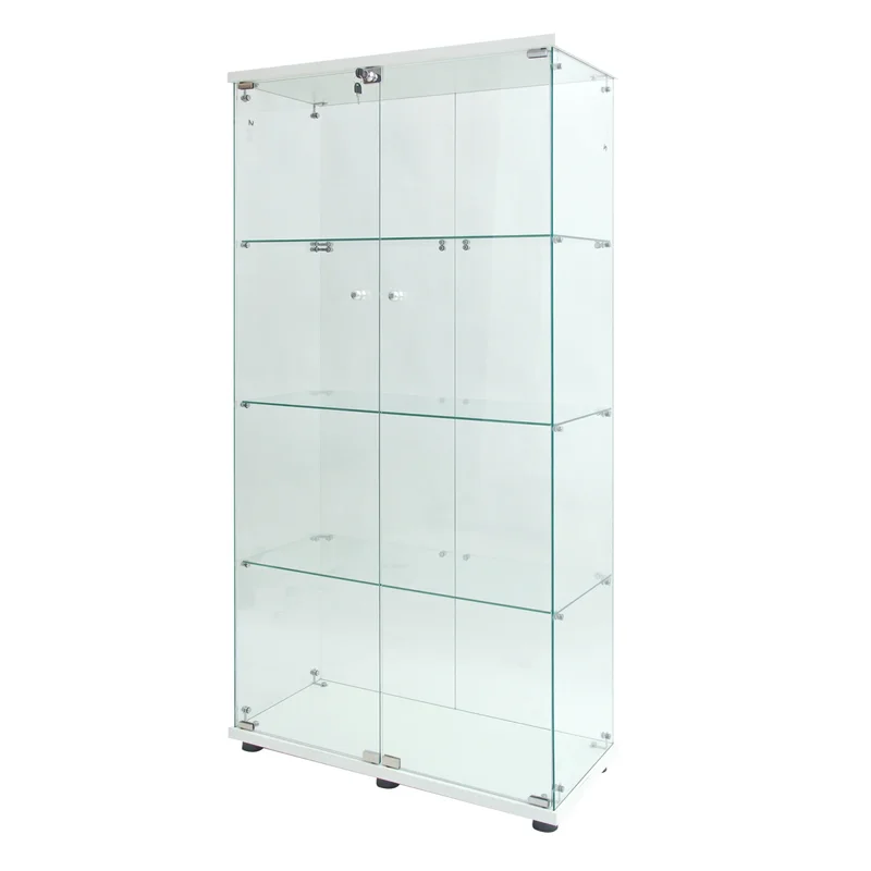 AliExpress - Anajqaqia vitrine en verre,4 étagères avec 2 portes et lumière LED, vitrine de collection, vitrine en verre pour salon, chambre à coucher