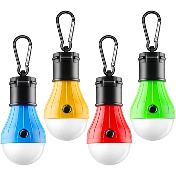 Teltlys Bærbar LED Teltlys 4 Pakning Klemme Krok Orkan Nødlys LED Camping Lyspære Camping Teltlykt Campingutstyr Camping Hei