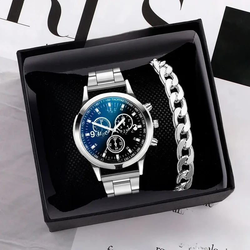 AliExpress - 1/2 pièces montres d'affaires pour hommes montre à Quartz avec Bracelet en acier pour hommes de mode avec Bracelet (boîte non incluse)