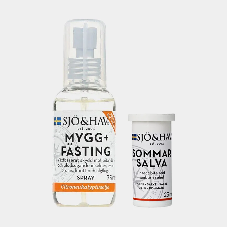 Lilla myggpaketet Mygg- & fästingmedel Sjö & Hav Mygg + Fästing, spray, 75 ml + Salva mot bett / After Bite Sjö & Hav Sommarsalva, 23 ml