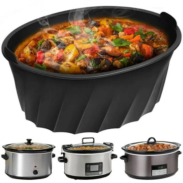 Genanvendelig silikone slow cooker liner oval liner kompatibel med 6-8 QT slow cookere stor kapacitet non-stick crock pot liner lækagesikker 