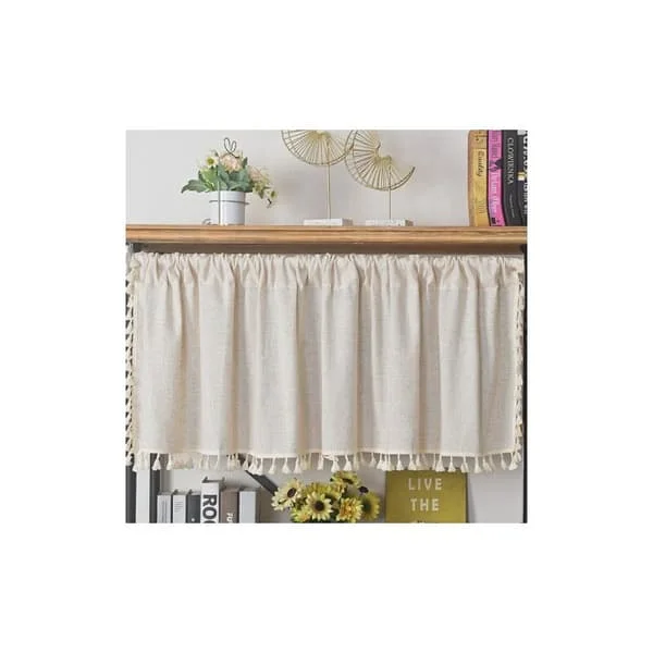 Coffee Curtain Boho Linen Short Window Curtains with Rod Pocket Farmhouse Kitchen Window Drapes for Decorative Living Room Small Bedroom for Vent D