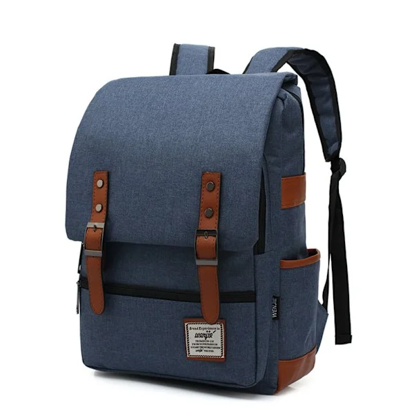 Waterproof Portable Carry-on Backpack, Business Travel Work Backpack, School Bag, Fashionable College School Bag Black Zipper Blue