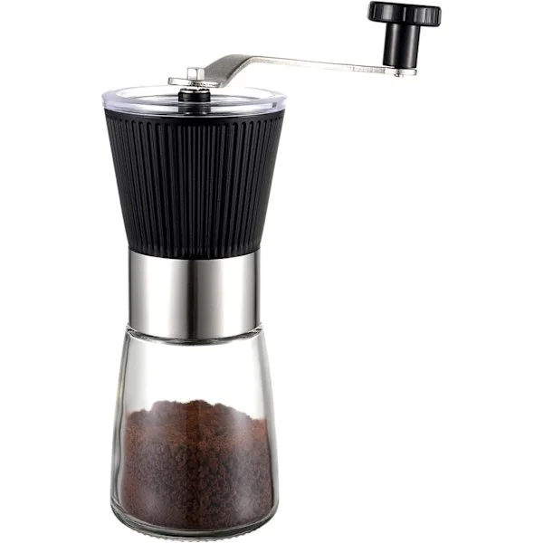 Manuell kaffekvern, håndkvern kaffekvern med justerbar konisk keramisk kvern for espresso, filter, presskanne (svart)