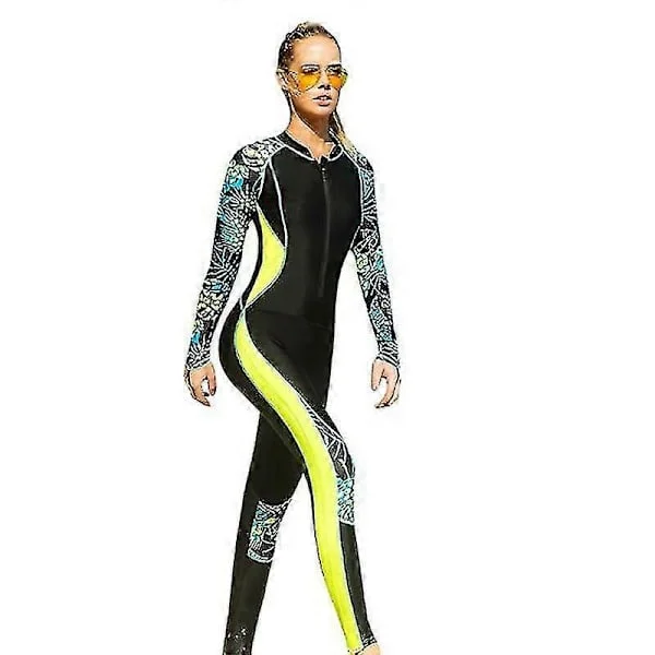 Dame Heldragt Badedragt Rash Guard Heldragt Langærmet Lange Ben Badetøj Hurtigtørrende Våddragt Med UV Solbeskyttelse Høj Kvalitet