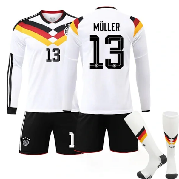VM 2026 Tyskland Hjemme Nr. 13 Müller Fodboldtrøje Shorts Sæt - Fodboldudstyr til Drenge Piger Unge Mænd Fans Træningsgave 2XL