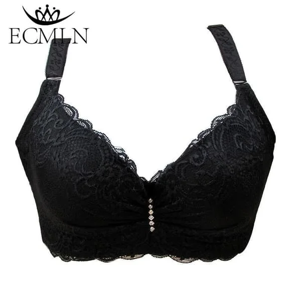 【NX】80-105 C/D Dam-BH Stora Storlekar Super Push Up Bralette Spetsunderkläder Sexiga Underkläder Bygel Svart