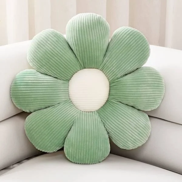 Blomsterpute, Blomsterformet Pyntepute Sittepute Blomstergulvpute, Sittepute, Romdekor og Plysjpute for Soverom Sofa Stol (Grønn)