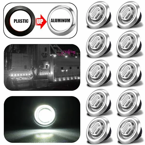 10X 3/4 " 12V Markeringslys LED Lastebil Tilhenger Bobil Rund Side Bullet