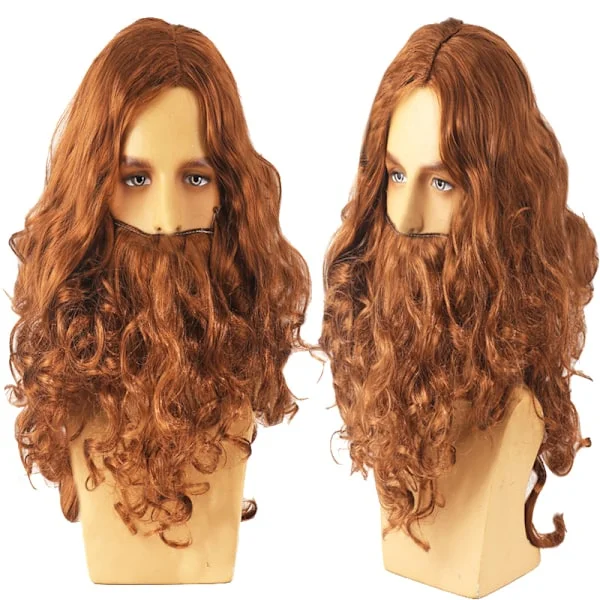 Halloween Jesus Paryk Kostume Rekvisitter Lang Krøllet Paryk Sjov Brun W