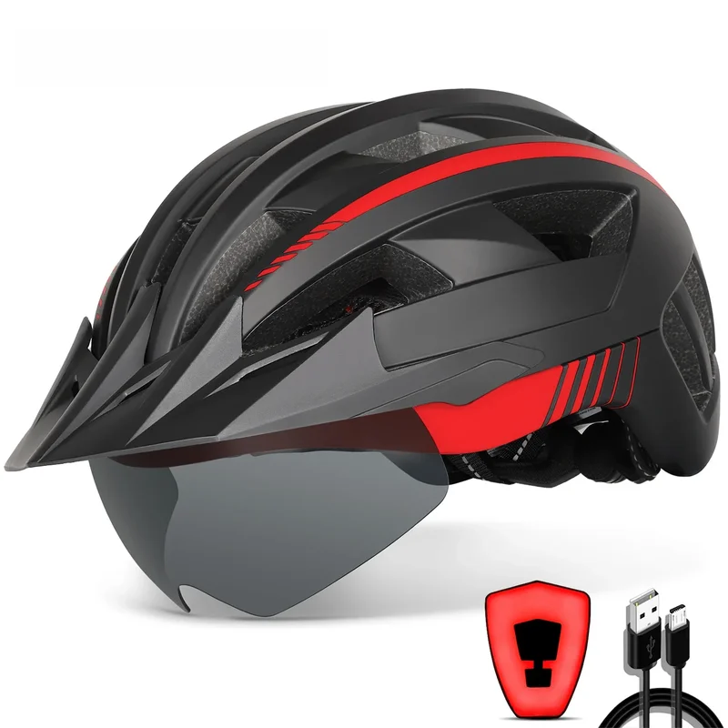 AliExpress - VICTGOAL-Casque de vélo pour homme, pare-soleil, lunettes pour homme, accessoires de vélo, LED, montagne, route, lumière aste USB, VTT, 