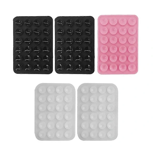 5 st Sugpropp Mobilskal Fäste Silikon Självhäftande Mobiltillbehör Transparent och Svart och Rosa One Size, SD