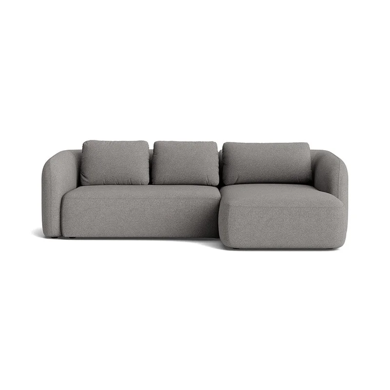 Trapani chaiselong sofa, højrevendt, Loop Grå - Komfortabel hjørnesofa med chaiselong - 285x175x86cm - Sofa, chaiselong