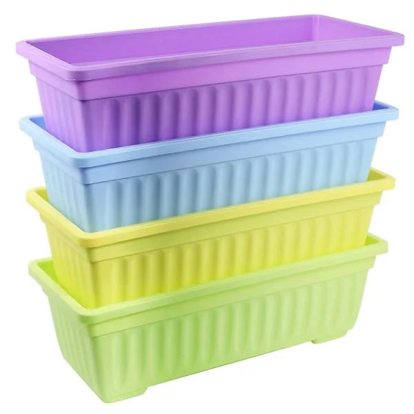4-pack 43 cm Blomlådor i Plast för Fönster, Grönsaksplanteringslådor för Fönsterbräda, Uteplats, Trädgård, Heminredning, Veranda
