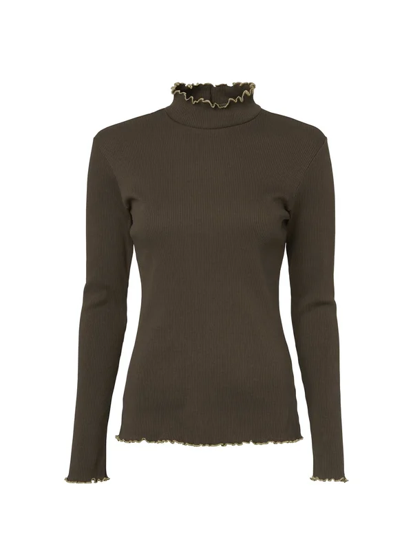Chevalier Kelly Longsleeve Top, Damen - Weiß, Rippenstrick-Aus Bio-Baumwolle, Elasthan-Elegant, Feminin, Dekorativer Zierstich, Vielseitig einsetzbar