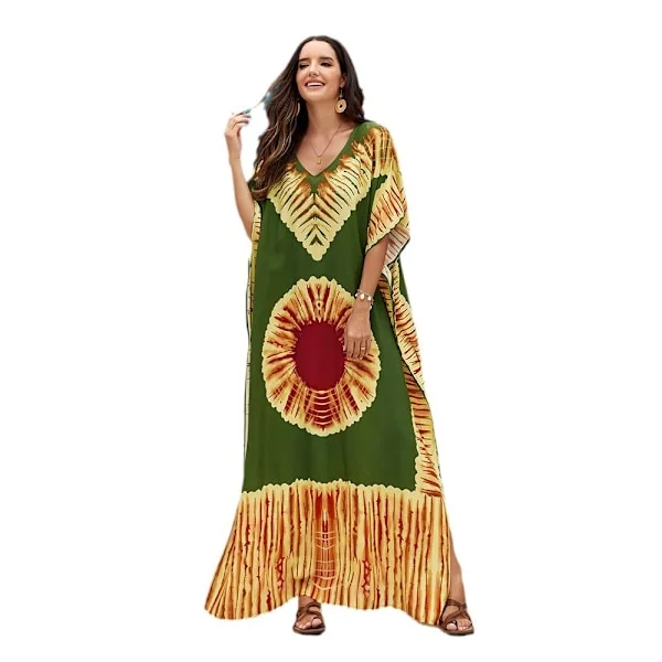 Stripet cardigan strandovertrekk for badetøy til kvinner, lett bomullsmaxikaftan med sløyfedetalj, løstsittende sommerkjole for ferie, boho resort
