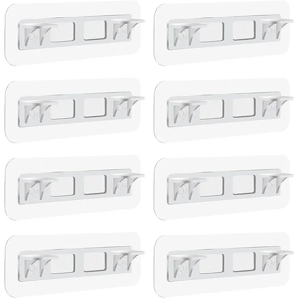Set med 8 självhäftande hyllfästen - Ingen borrning krävs - Förstärkt design - För köksskåp, bokhyllor, kartongskåp