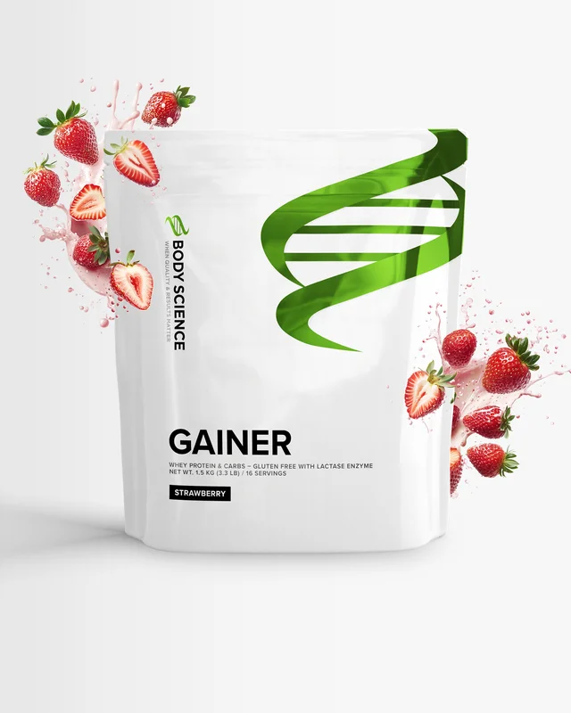 Gainer - 1,5 kg - Strawberry - Body Science Gainer - Painon lisääminen, Bulkning