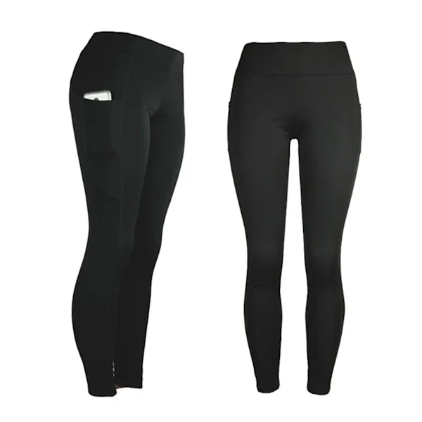 Yoga Leggings Høj Talje Butt Lifting Sidelommer Løbe Træning Leggings til Kvinder Sort L