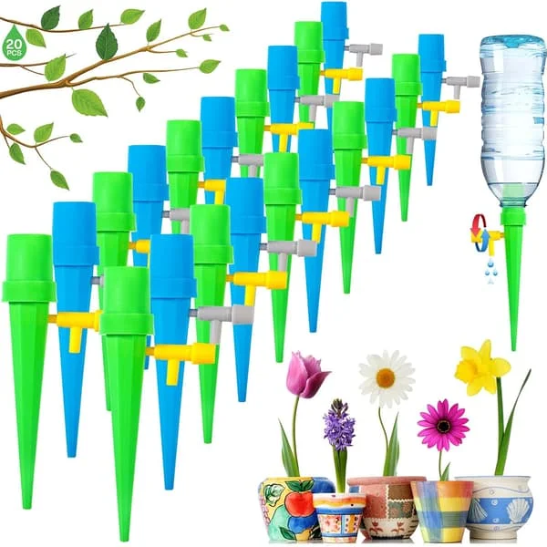 20 Pieces Drip Irrigation Bottles Automatic Plant Watering Spikes for Garden Home Indoor Outdoor Flower Pots