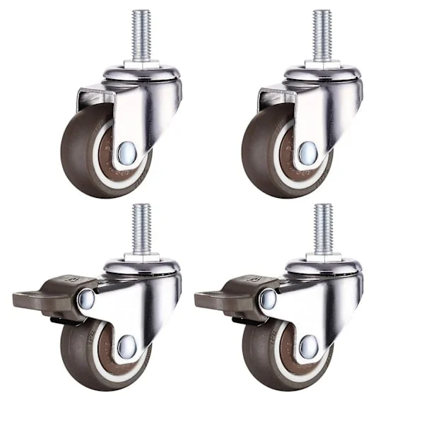 M8 gängstång gummihjul kraftigt hjul för kärra, arbetsbänk, möbelhjul, 1,5 tum, gängdiameter: 8 mm, längd 20 mm, 2 st Wi - Perfekt