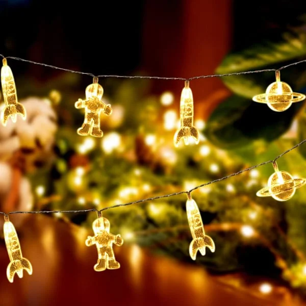 3 meter 20 LED LED-lysslynge astronaut romskip anheng feriefest lysslynger verdensrommet romdekor for barnerom
