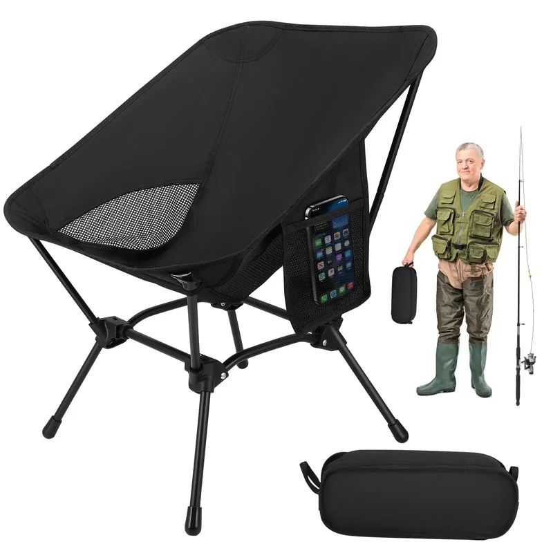AliExpress - Dragonhide Campingstuhl, Stuhl mit hoher Rückenlehne 125 kg, leichter Campingstuhl, faltbar mit 2 Seitentaschen für den Außenbereich