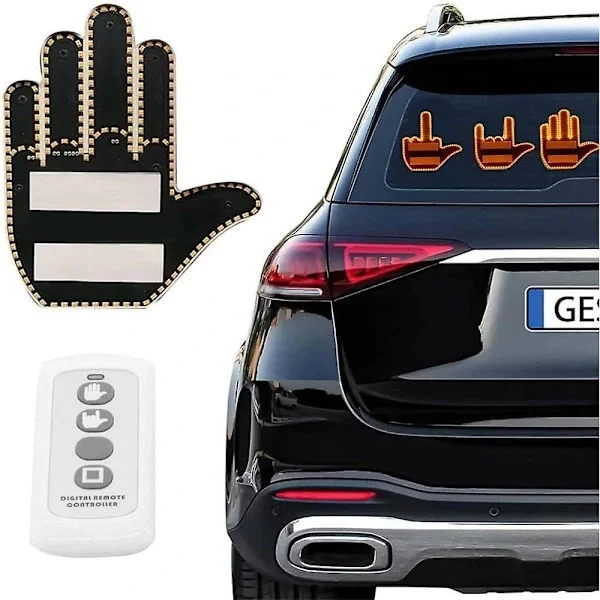 HD Finger Gesture Light with Remote Control LED Car Rear Window Sign Finger Light Hand Signal Funny Car Truck Car Accessories