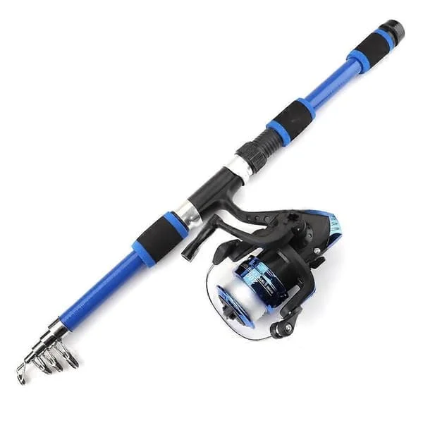 Portable 1.8m Telescopic Fishing Rod 5.5:1 Gear Ratio Spinning Reel Set with Fishing Line Fishing Gear Rod Combo-