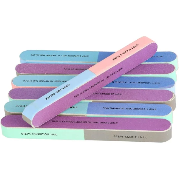 7 stk. neglefil og neglebuffer manicure, tilfældig farvelevering