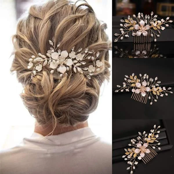 Silver#B Wedding Crystal Hair Vines Flower Leaf Hair Accessories Wedding