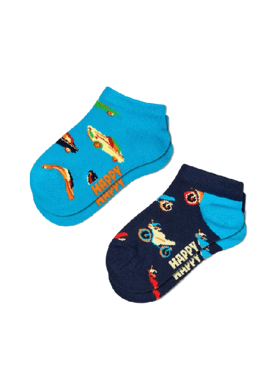 Happy Socks Kids 2-Pack Car Low Strumpor Unisex Blå 7-9Y