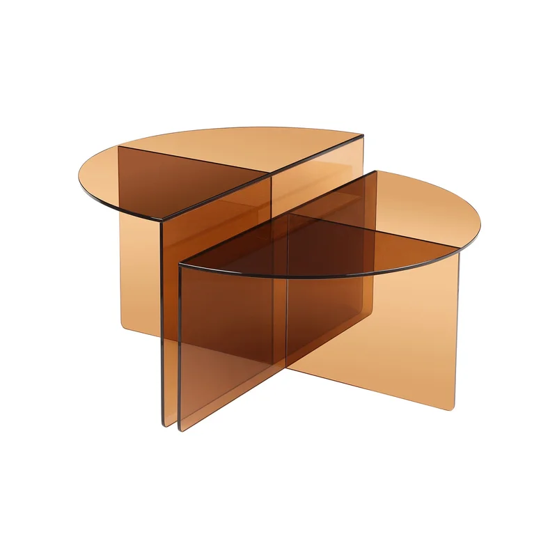 Vetri Couchtisch, Glas | Ø80cm, Moderner runder Wohnzimmertisch in Braun, elegantes minimalistisches Design, ideal für stilvolle Wohnzimmer