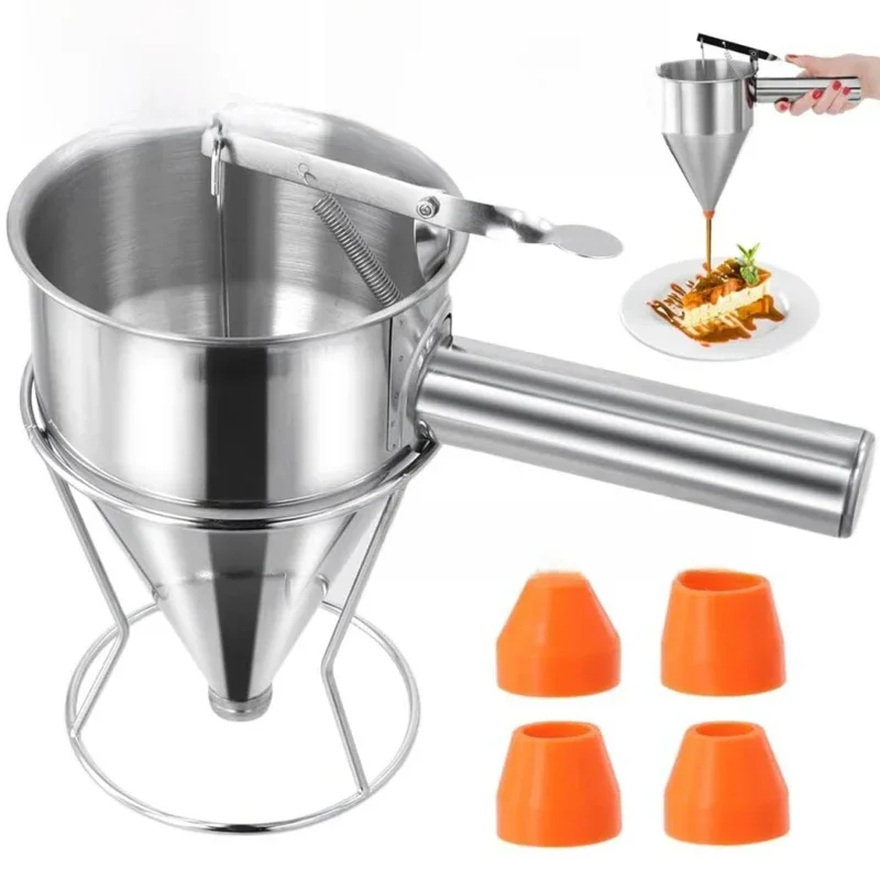 AliExpress - 1200/600 ml Edelstahl Trichter Spender mit Rack Cupcake Pfannkuchen Teig Maker Octopus Fisch Ball Home Küche Backen werkzeuge