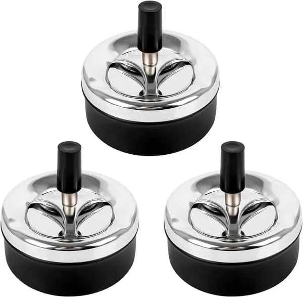 3 stk Bordaskebeger Unike Askebeger Vindtette Askebeger Runde Askebeger Lukttette Askebeger Roterende Askebeger med Lokk (9,5*9 cm, Svart)
