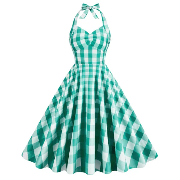 Rosa Rutete Kjole for Kvinner Rosa Rutete Kjole Vintage Rockabilly Kjoler