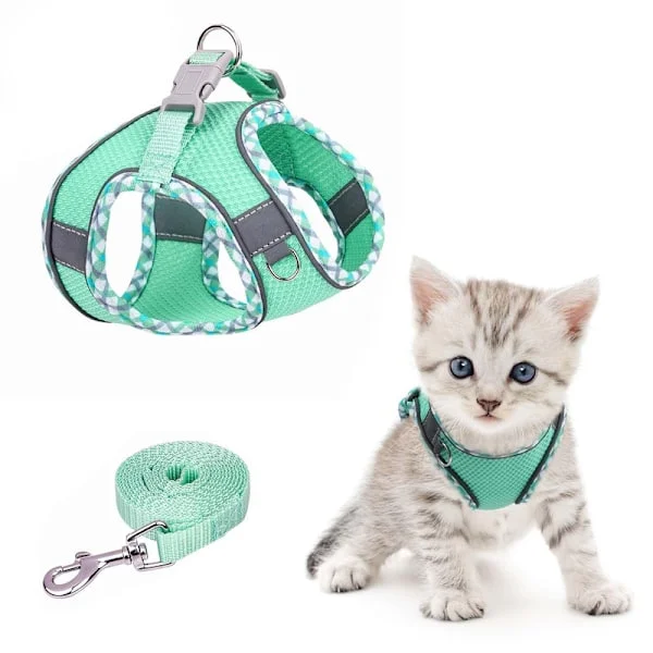 Adjustable Dog and Cat Harness with Leash, Reflective and Soft, Secure Fit