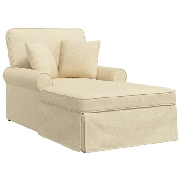 Modern chaise longue - vidaXL - Kräm - 91x157x91 cm - Andningsbart tyg - Vadderade armstöd - Avtagbara kuddar