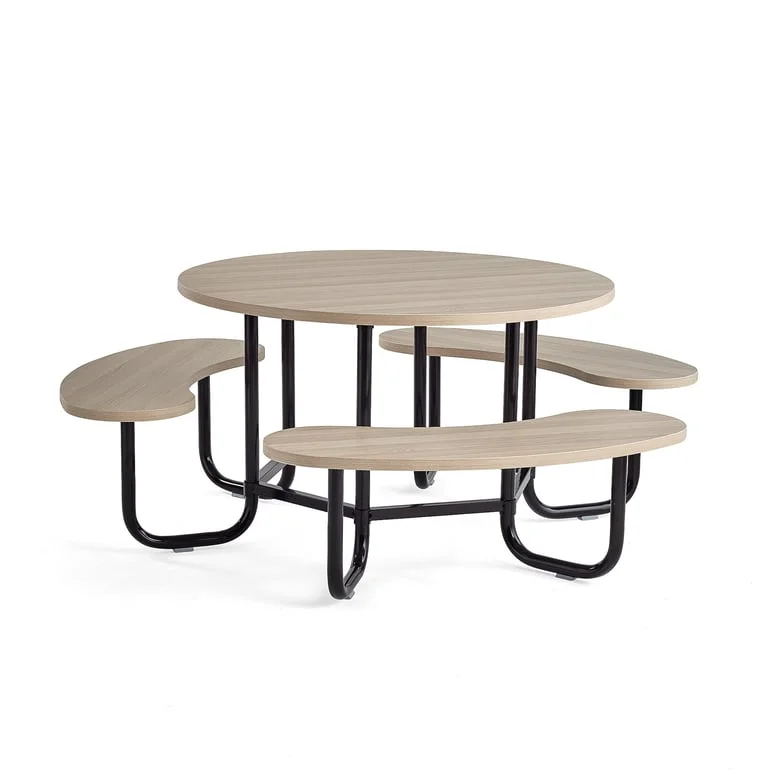 Seating group OCTO, ash benches, black frame