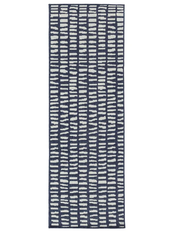 Washable Ray Blue/White Runner Rug Small Oeko-Tex
