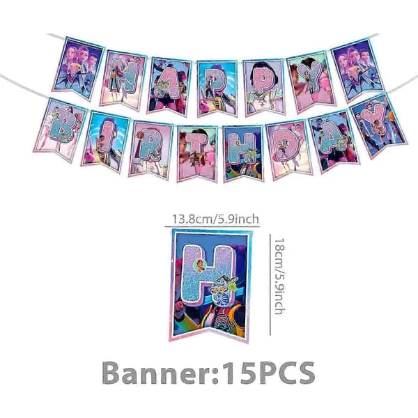 Kpop Demon Hunters Engangsservice Sæt – Fødselsdagsfestartikler til piger, Baby Shower-gaver & Børnefestdekorationer 1 sæt banner